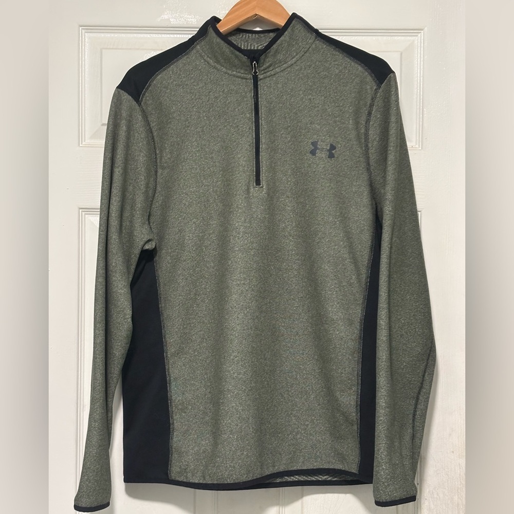 Under Armour Sweater Mens Medium Green Cold Gear 1/4 Zip Infared Long Sleeve